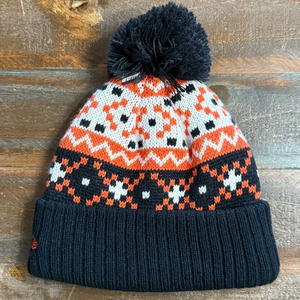 Ⓜ️New Era Youth Houston Astros‎ Knit Pom Beanie  Navy/Orange NWT